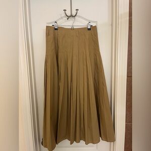 J. Crew Classic Tan Pleated A-Line Skirt